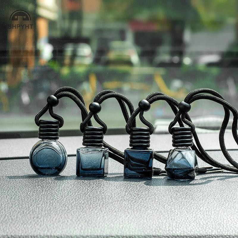 SHPYHT 1Psc สีดําย้อมสแควร์ขวดเปล่ารถ Diffuser กลิ่นหอม Air Freshener ขวดกลิ่นเครื่องประดับใหม่