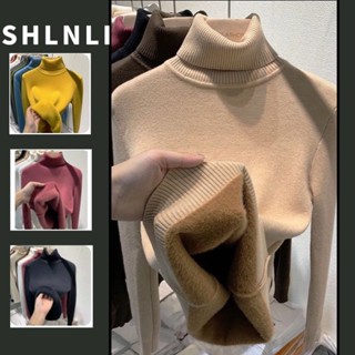 ฤดูใบไม้ร่วงฤดูหนาวผู้หญิงชิ้นเดียวกํามะหยี่หนาอบอุ่นคอสูงเส…