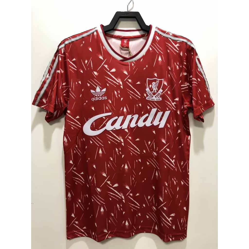 1989-91 เสื้อยืดแขนสั้นกีฬาฟุตบอลย้อนยุคลิเวอร์พูลเหย้า
