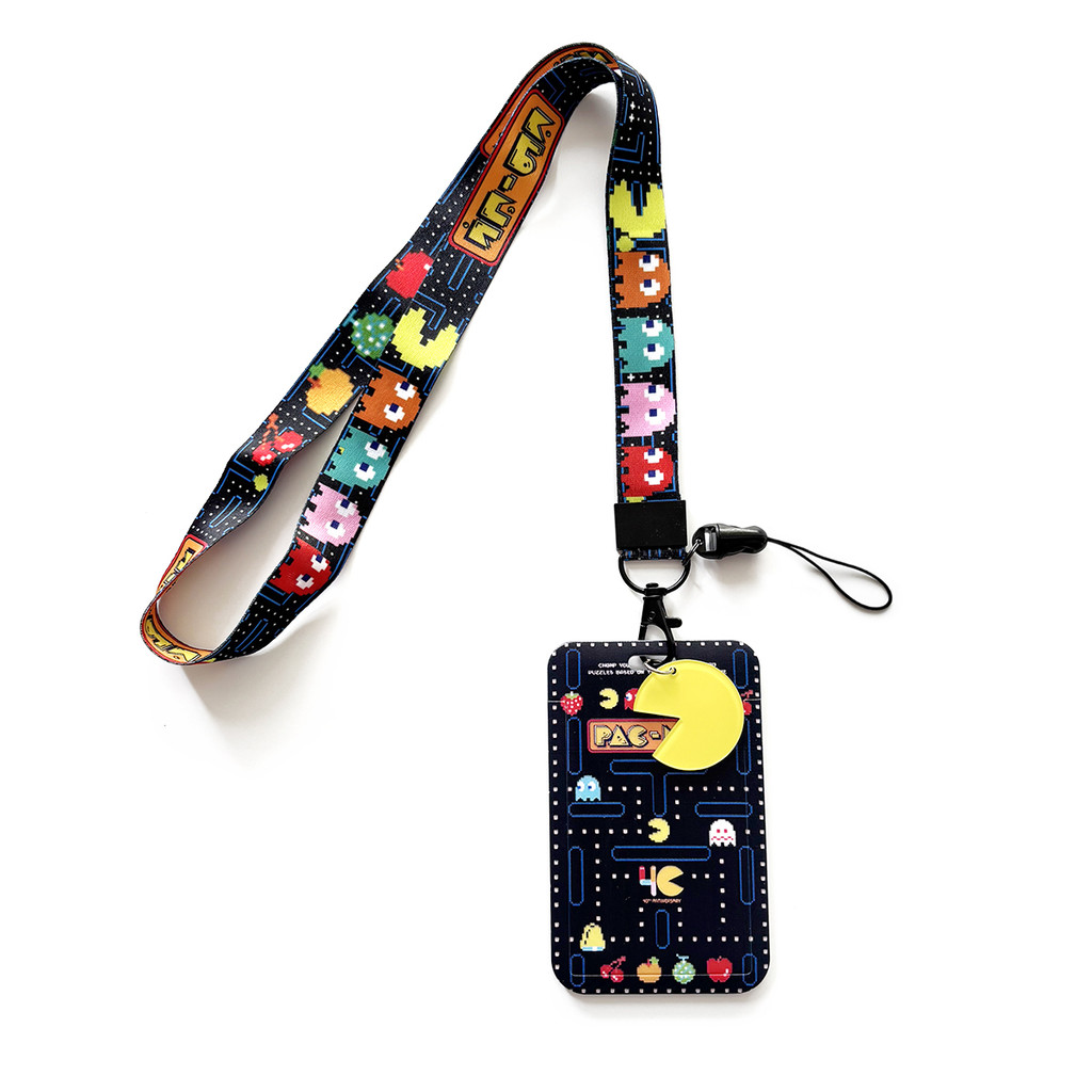 Y&P| สายคล้องคอ Pac-Man วิดีโอเกม ผู้ถือบัตรนักเรียน ป้องกันการสูญเสีย สายคล้องคอโทรศัพท์มือถือ