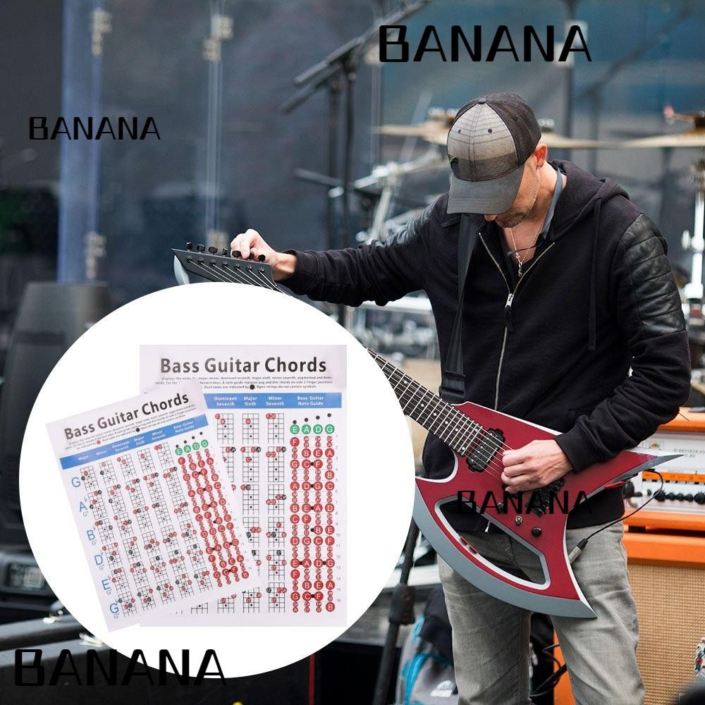 กล้วย1 แผนภาพคอร์ดเบส,กระดาษเคลือบอุปกรณ์กีตาร์เบสกีตาร์คอร์ด,อุปกรณ์เสริมพื้นฐานคู่มือกีตาร์คอร์ดโป