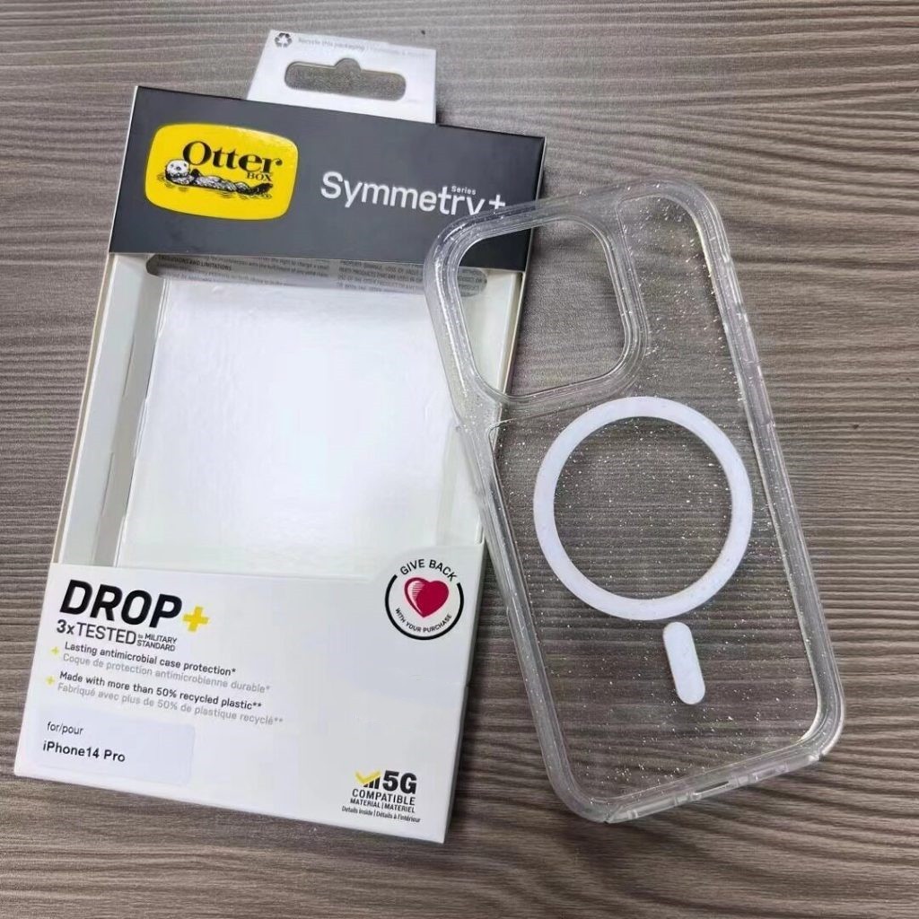 Otterbox Symmetry สําหรับ iphone 16 15 14 13 12 11 Pro Max 13mini 12mini Plus แม่เหล็กป้องกันเคสโทรศัพท์ฝาครอบอะคริลิคโปร่งใสกรณีป้องกัน CasingAnti-สีเหลือง