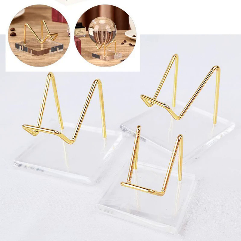 Transparent Acrylic Display Stand Metal Crystal Ball Base Mineral Agate Stones Glass Sphere Holder H