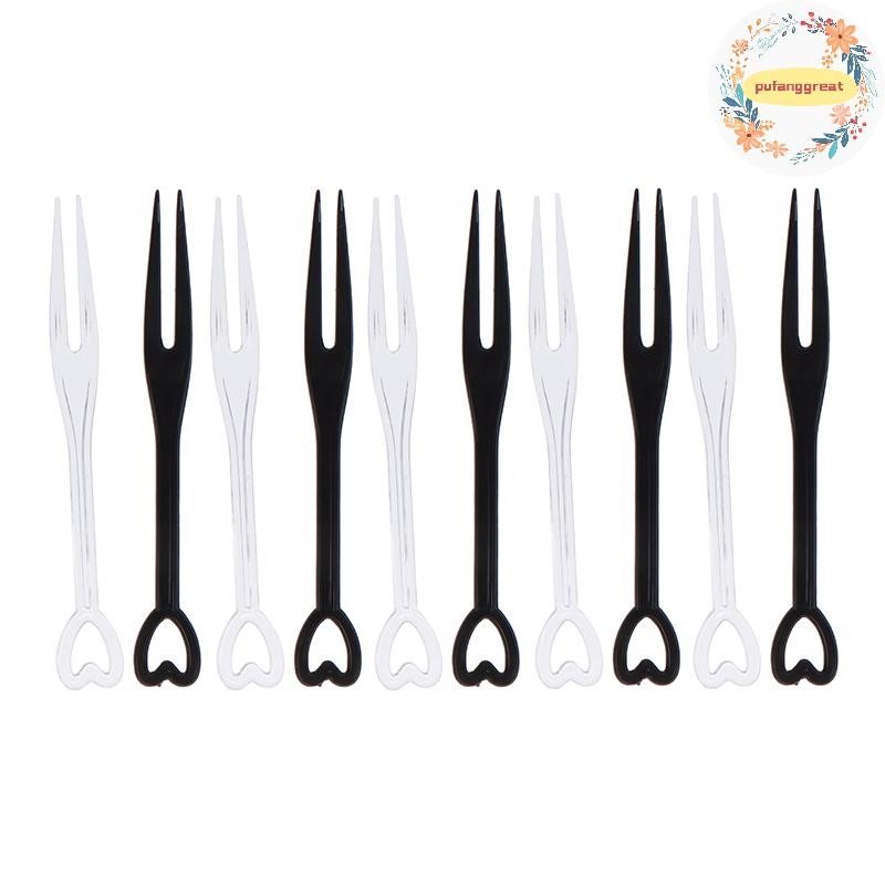 Pufanggreat 100 ชิ้น/ถุงส้อมผลไม้ส้อมพลาสติกใสบ้านรับประทานอาหารอาหารเค้กส้อมผลไม้ TH - รูปที่ 2