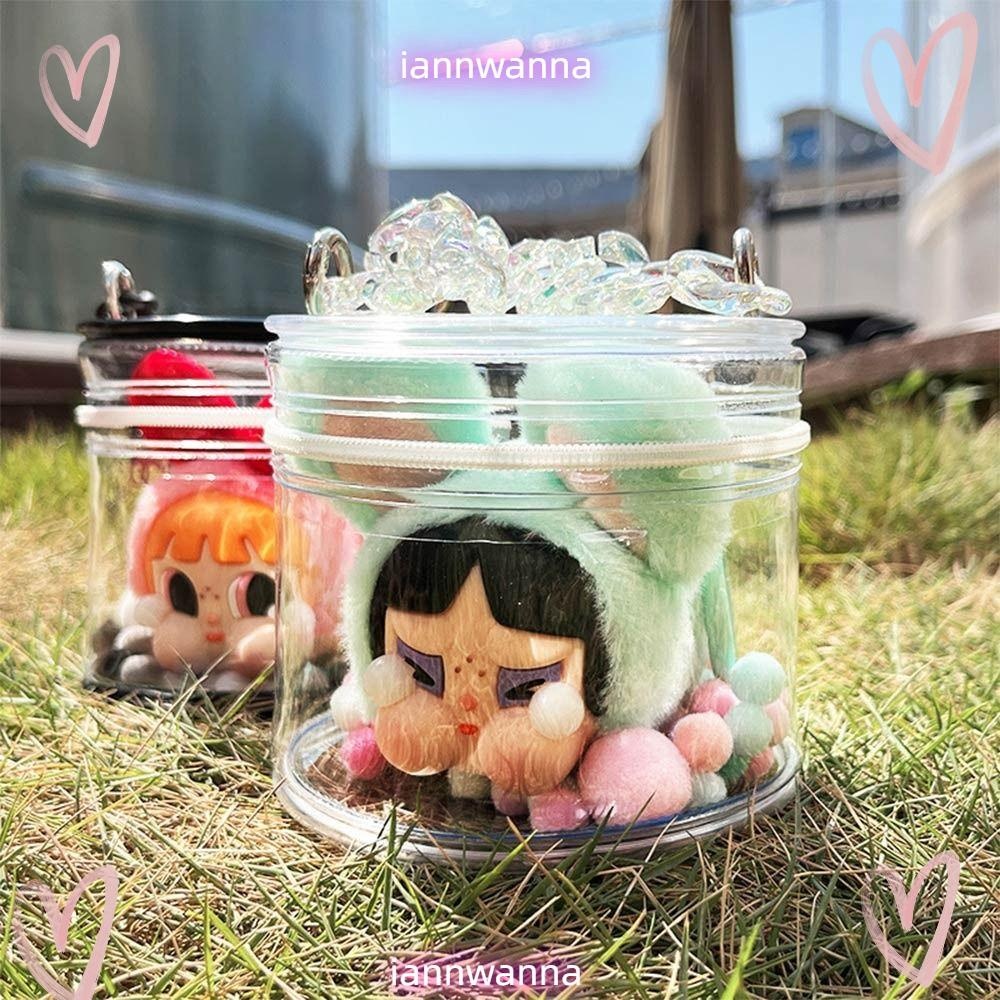 Iannwna Powerpuff Girls Protective Bag, PVC หนาตุ๊กตากระเป๋า Crybaby Plush Storage กระเป๋า,ตุ๊กตาพวงกุญแจกระเป๋าใสตุ๊กตาอุปกรณ์เสริม PoP Mart จี้ตุ๊กตา