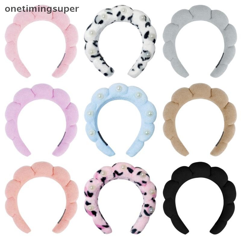Onetimingsuper Cloud ฟองน้ําล้างหน้า Puffy Retro ผมจัดแต่งทรงผมผู้หญิง Fixed Bangs เครื่องมือความงามแต่งหน้าผม Hoops Headwear OTP