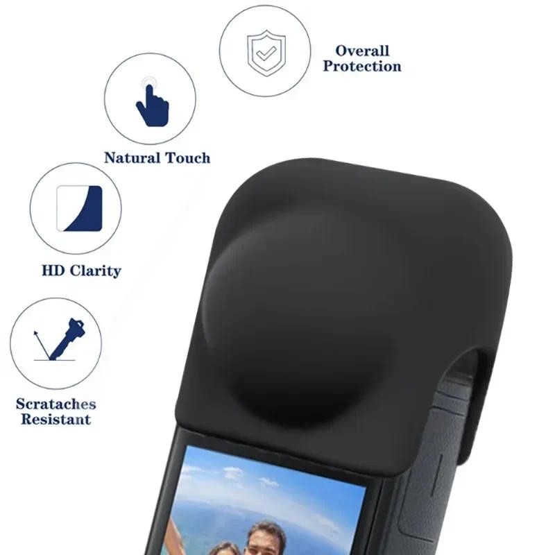 ป้องกันหน้าจอฟิล์มกระจกนิรภัยสําหรับ Insta360 X4 อุปกรณ์เสริมเคสซิลิโคนฝาครอบหมวก