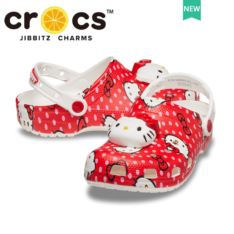 รองเท้า cross แท้  Hello Kitty Red Classic Clog ร้องเท้าหัวโต กันลื่นรองเท้า#210575