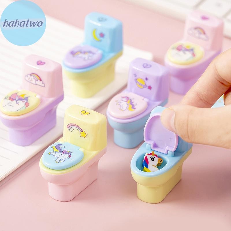 ฮ่า เกาหลีสร้างสรรค์ห้องน้ํารูปร่างกบเหลาดินสอการ์ตูนยูนิคอร์นกบเหลาดินสอพร้อมยางลบอุปกรณ์การเรียนนักเรียนเครื่องเขียน ไทย