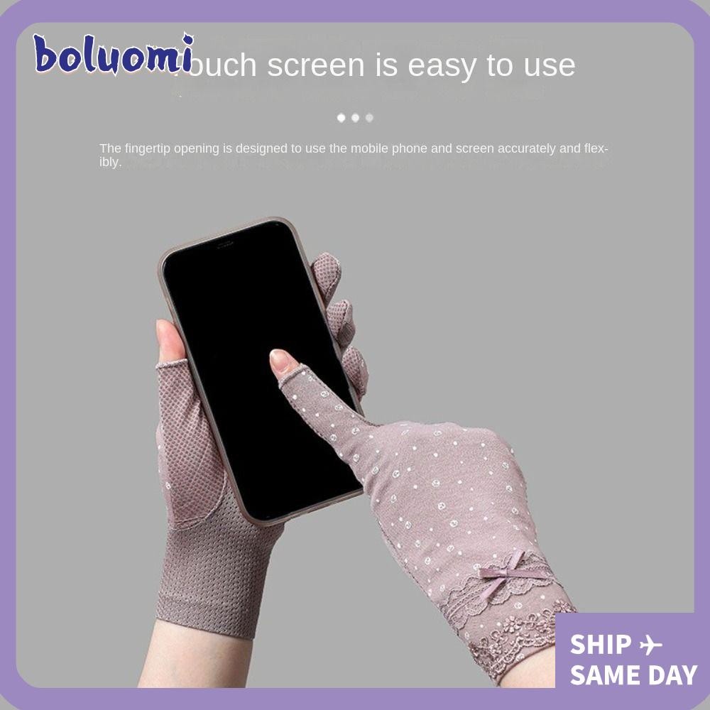 ถุงมือกันแดด โบลูโอมิ, ถุงมือกันแดดลูกไม้ป้องกันรังสียูวี, ฤดูร้อนยืดหยุ่นระบายอากาศบางขี่จักรยานถุงมือขับรถวิ่ง