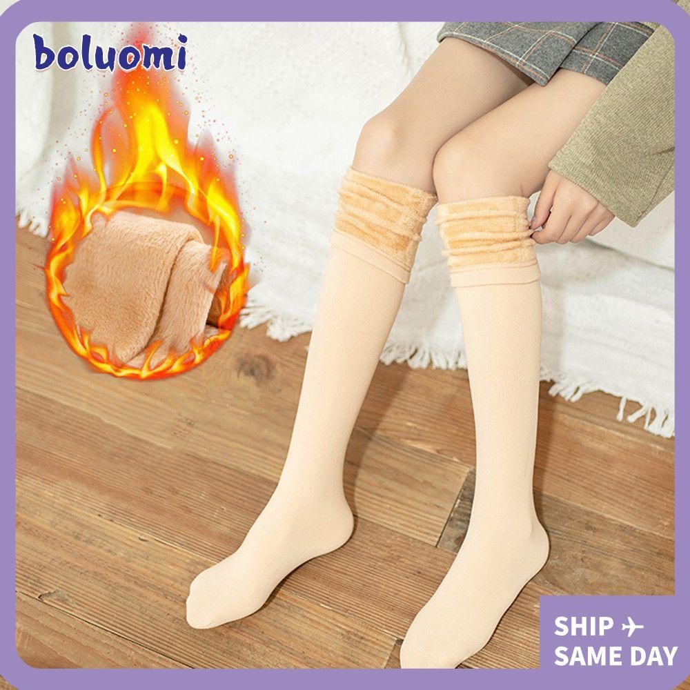 Boluomi หิมะถุงเท้ายาว Thicken ฤดูหนาวอุ่นหิมะรองเท้าผู้หญิง Mens กํามะหยี่ชั้น Hosiery