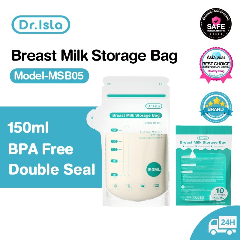 Dr.Isla ถุงเก็บน้ำนมแม่ 10ใบ/30ใบ/100ใบ ถุงจัดเรียง BPA Free ถุงเก็บน้ำนมแม่ยกลัง 150ml ลดกลิ่นหืน MSB05