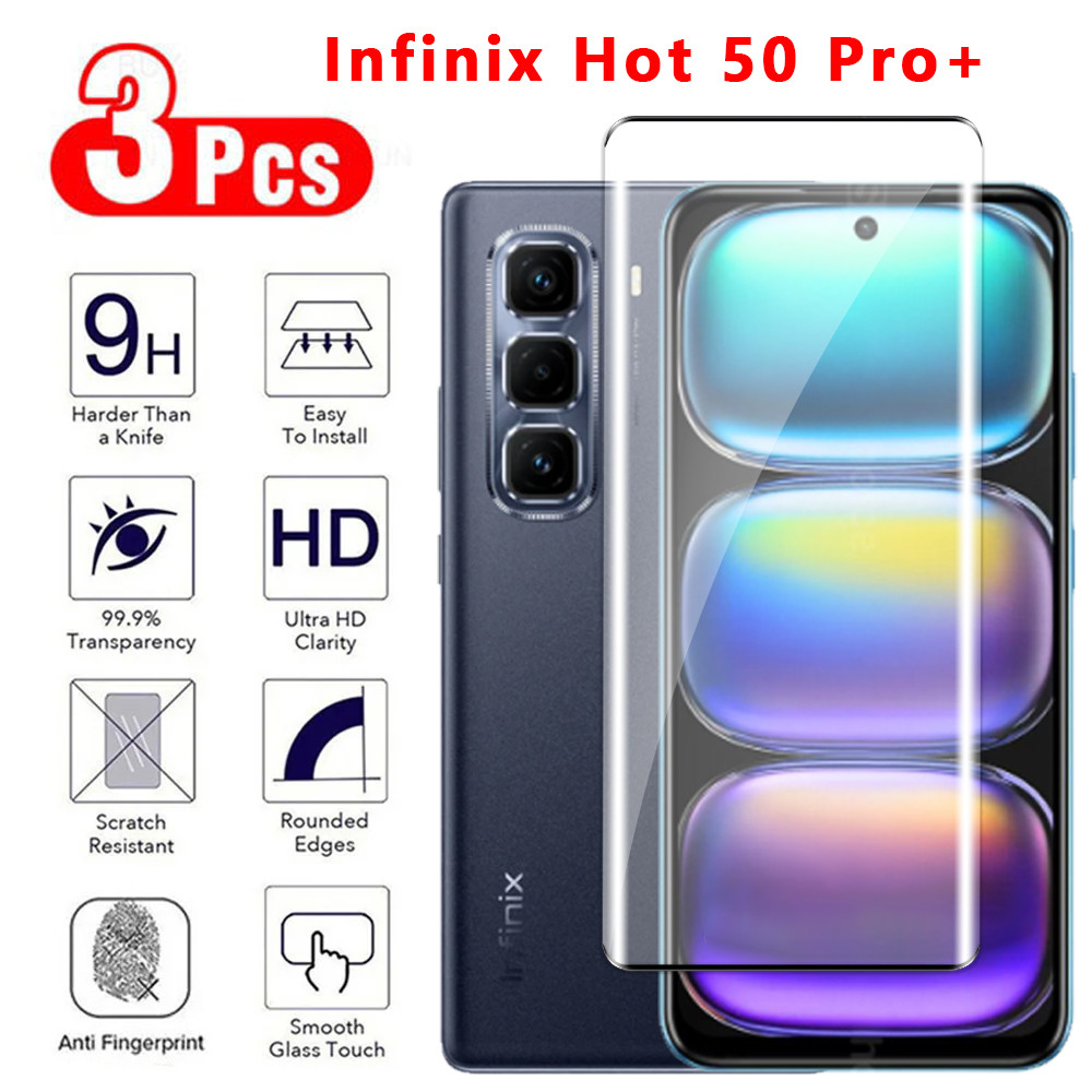 3d Curved Edgeกระจกนิรภัยป้องกันหน้าจอสําหรับInfinix HOT 50 Pro + 4G 5G 2024 Full Coverฟิล์มสําหรับI