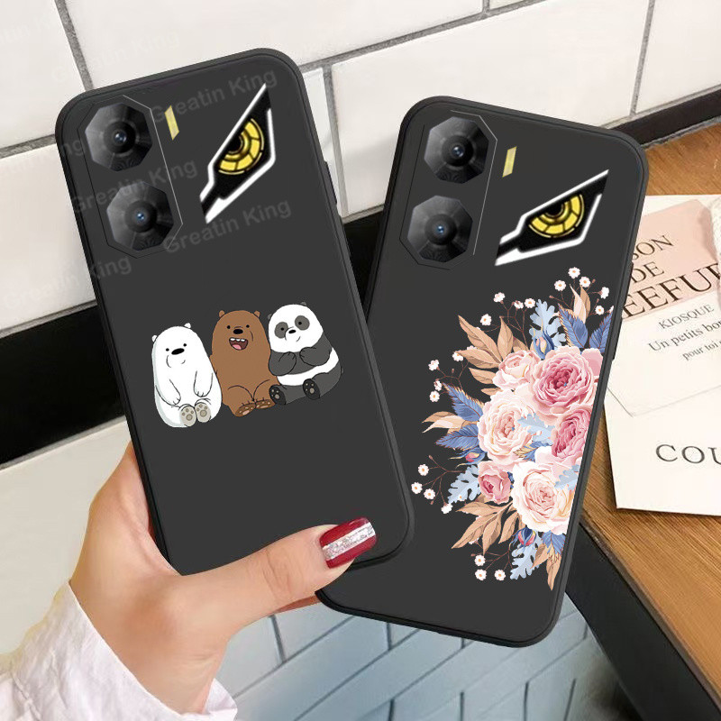 Soft TPU สําหรับ Nubia Neo 3 5G Z2464N / Neo 3 GT 5G Z2465N กรณีดอกไม้รูปแบบออกแบบสีดํา Matte ปกหลัง