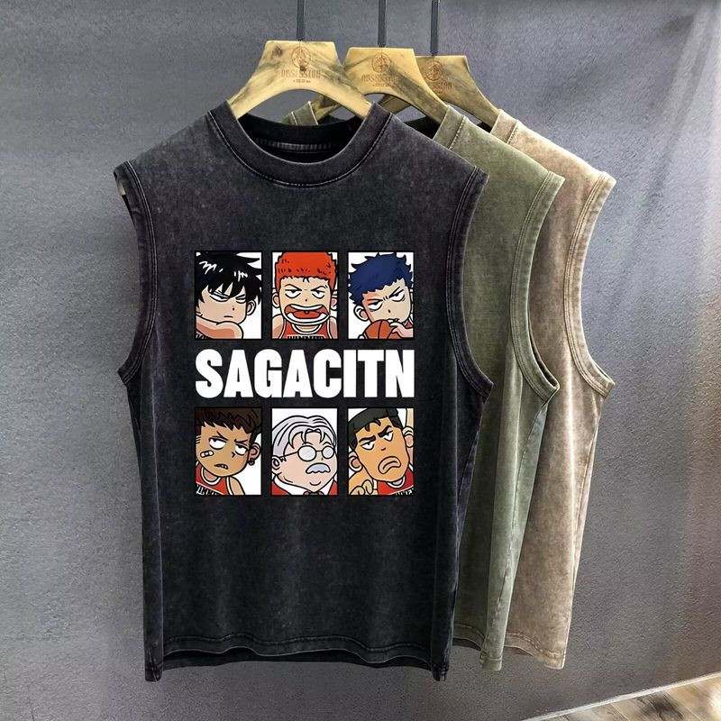 เสื้อแขนกุดแฟชั่น พิมพ์ลายตัวอักษร SAGACITN