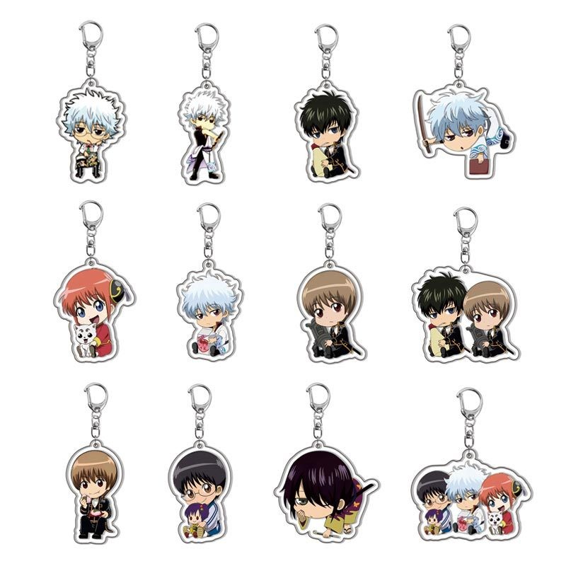 Gintama พวงกุญแจอะคริลิค Sakata Gintama Shimura Shinya Kagura อะนิเมะจี้