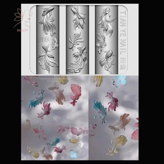[maybeauty] 3D เล็บเรซินนุ่ม Ocean Mermaid แม่แบบเล็บแม่พิมพ์ปลาทอง Koi ButtonsCaves การ์ตูนแม่แบบสําหรับเล็บ DIY อุปกรณ์เสริม {TH}