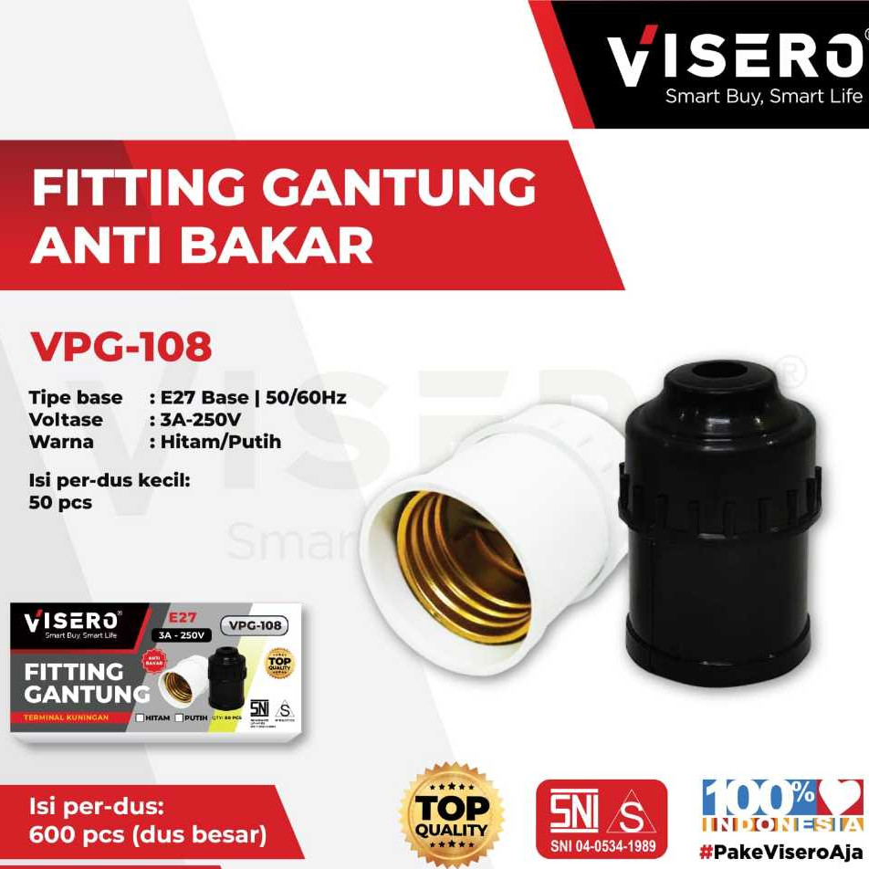 VISERO VPG-108 3A 250V แขวนข้อต่อ SNI เทอร์มินัลทองเหลืองสีขาวสีดํา