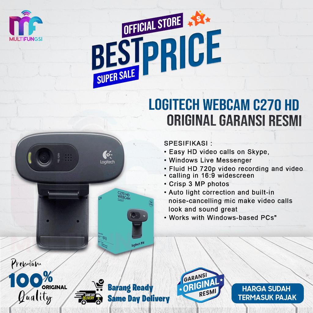 Logitech WebCam C270 HD Original C-270 การรับประกันอย่างเป็นทางการ