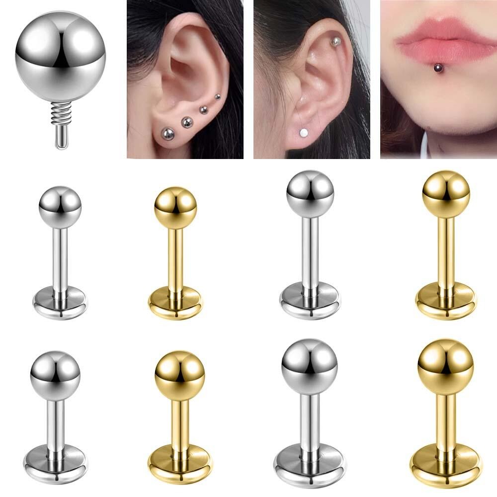 1 PC 16G/18G Lip Ring เจาะหู 6 มม./8 มม. สแตด ต่างหู Helix Conch สำหรับกระดูกอ่อน