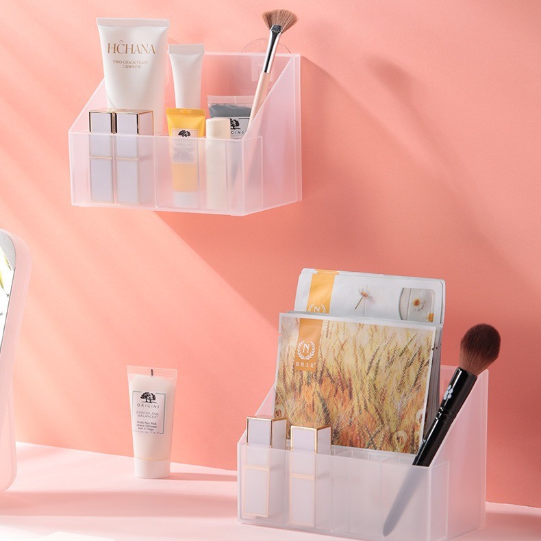 กล่องเก็บกระจก Washstand Handy Tool เครื่องสําอางเดสก์ท็อปผลิตภัณฑ์ดูแลผิวหน้ากากห้องน้ําห้องน้ําชั้
