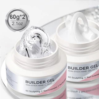 BORN PRETTY 2 ชิ้น No-Sticky Quick Extension เล็บเจลชุด 60g Clear Milky White 3D แกะสลัก Moulding กาว Soak Off Construction UV GEL Vernis