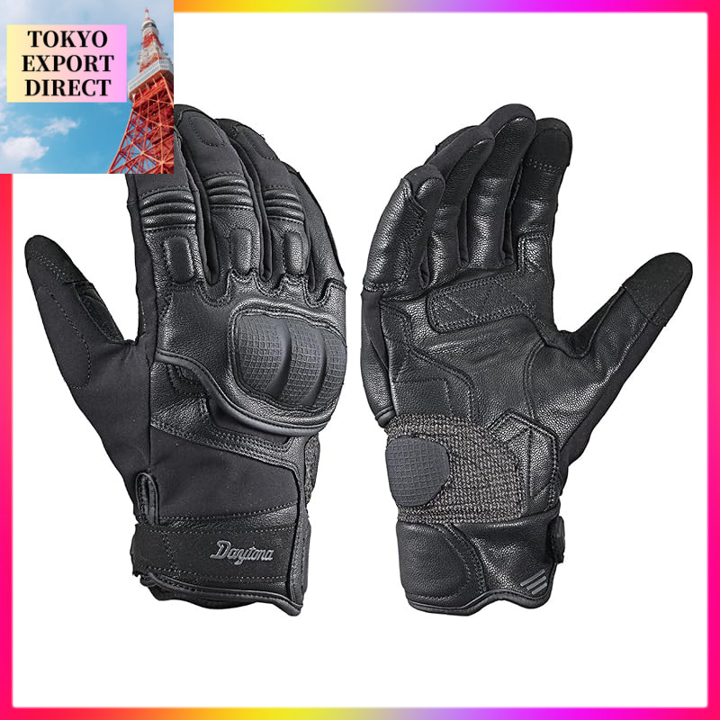 Daytona Men's Waterproof Leather Motorcycle Winter Gloves with Hard Protectors and Smartphone Compat