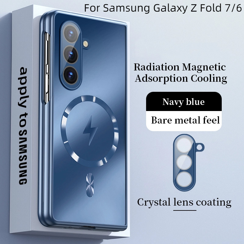 SAMSUNG สําหรับSamsung Galaxy Z Fold6 Fold7 กรณีหรูหราผิวรู้สึกAG Frosted PC Hardพลิกแม่เหล็กฝาครอบโทรศัพท์ปลอกสําหรับSamsung Galaxy Zพับ 7 6 5G