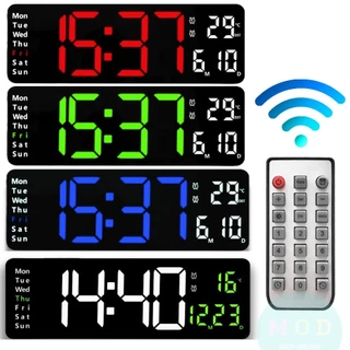 13 นิ้ว/16นิ้ว นาฬิกาดิจิทัล อิเล็กทรอนิกส์ แบบติดผนัง มีไฟแบ็คไลท์ Led แสดงวันที่ อุณหภูมิ ขนาดใหญ่ พร้อมรีโมตคอนโทรล66