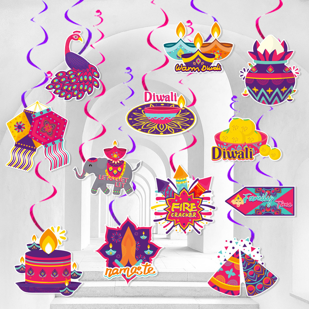 ใหม่ Happy Diwali Festival Party จี้เกลียวอุปกรณ์ตกแต่ง