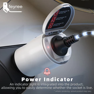 Feyree อะแดปเตอร์ Type2 V2L แบบพกพาพร้อมสวิตช์ปรับไฟสําหรับรถยนต์ EV จีน, ยานพาหนะเพื่อโหลด Discharger สําหรับ Camping กลางแจ้งใช้