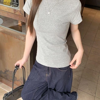 เสื้อยืดผู้หญิง ทรงสลิมฟิต สไตล์สาวฮอตสตรีท ใส่หน้าร้อน ใส่ได้ทุกวัน ระบายอากาศได้ดี ใส่สบาย