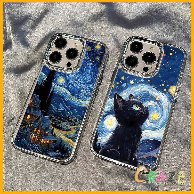 ความรู้สึกขั้นสูง จัดส่งจากประเทศไทย ภาพวาดศิลปะธีม "Starry Night"for iPhone เคสไอโฟน 13 12 11 PRO MAX 16 15 14 X XS MAX