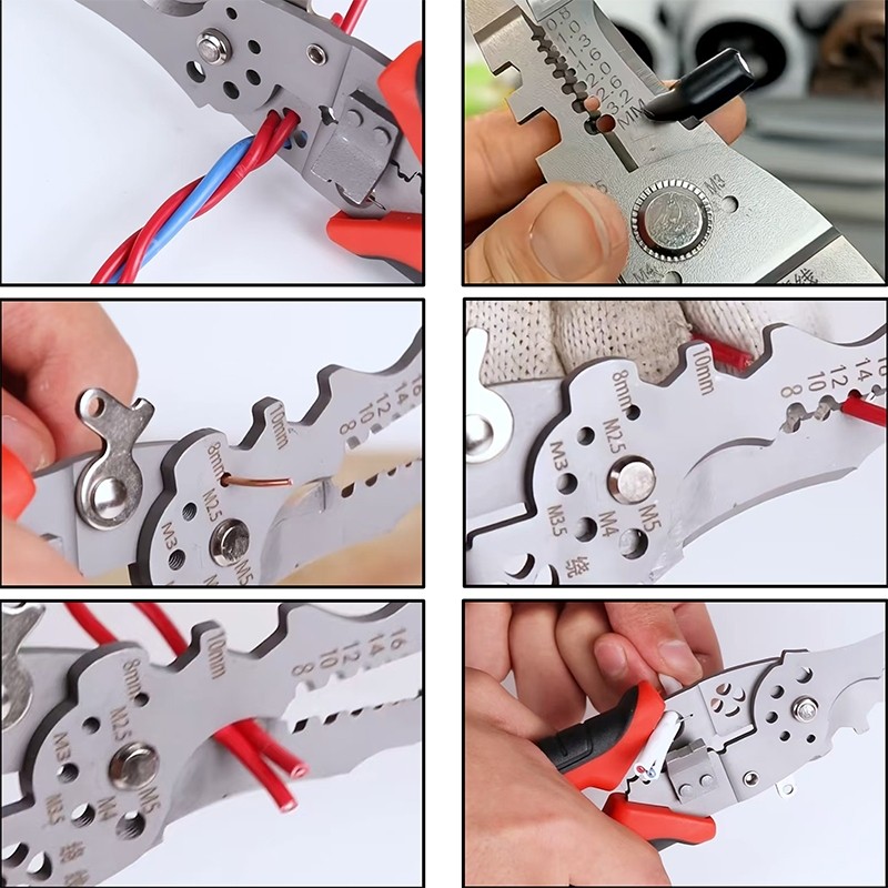 MUSCLE COW คีมลวดอเนกประสงค์ คีมไฟฟ้า 8 นิ้ว ลอกลวดอย่างรวดเร็วโดยไม่ทำลายแกนลวด วัสดุสแตนเลส ใช้หลายโอกาส - รูปที่ 6