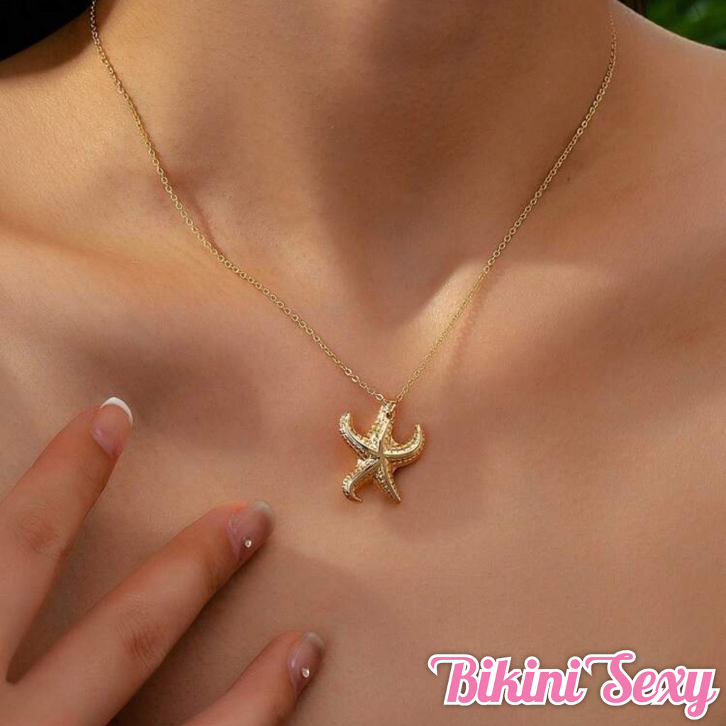 BikiniSexy✨สร้อยคอแฟชั่นลายปลาดาวชายหาด✨จี้สำหรับผู้หญิง จี้สไตล์เกาหลี สร้อยคอแฮนด์เมด ส่งไวจากไทย
