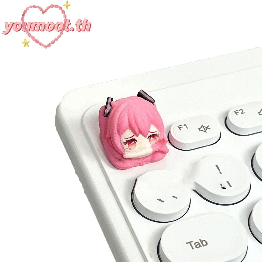 YOUMOOT Hatsune Miku Keycap, Fufu VOCALOID ประณีตคีย์บอร์ด Keycap, Kawaii อะนิเมะสะสมตุ๊กตาเรซิ่น Ke