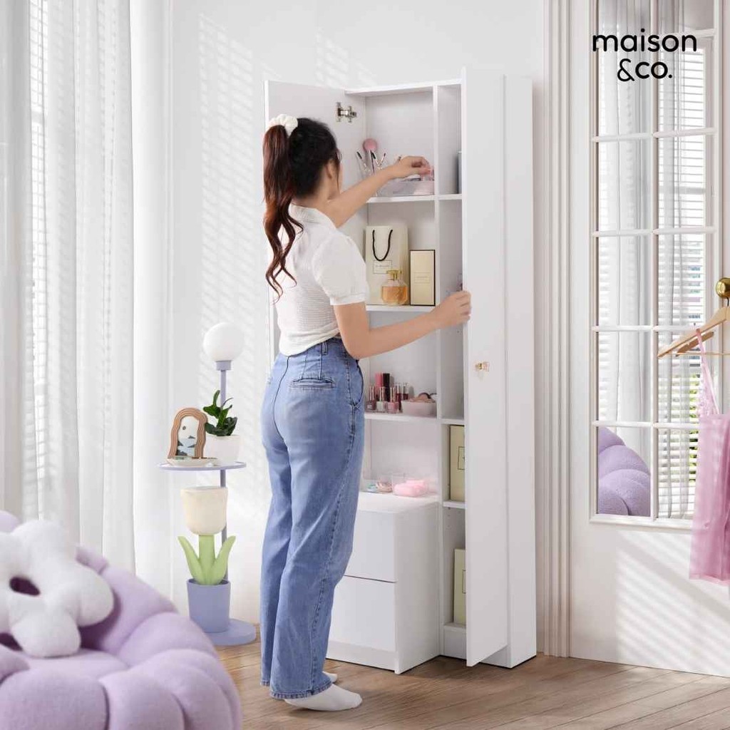 SB Design Square โต๊ะเครื่องแป้งแบบยืน รุ่น MIRA สีขาว (60x40x175 ซม.)  แบรนด์ MAISON&CO.