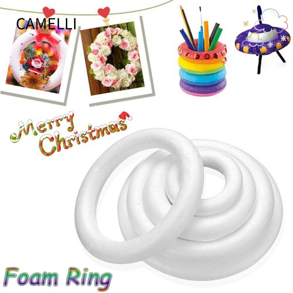 CAMELLI ครึ่งแหวนโดนัท Mould, แหวนโฟมสีขาวทรงกลม, คุณภาพสูง Polystyrene Xmas Decor DIY ว่างเปล่าสีขาวบ้าน
