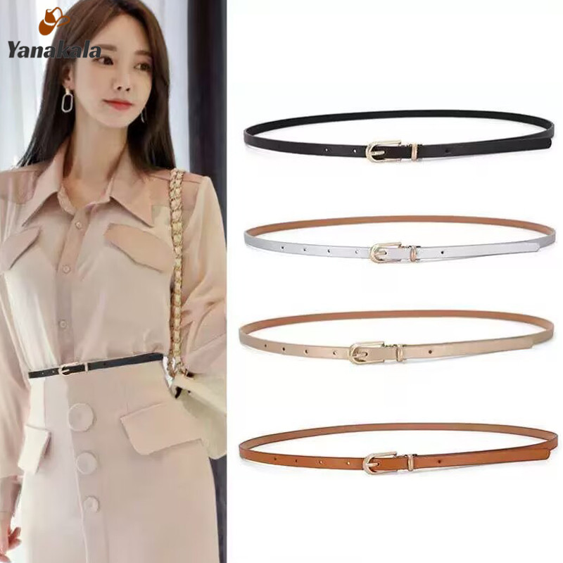 ส่งเร็ว🚚1 ชิ้น แฟชั่นสีดําสีขาวสีเทาเข็มขัดผู้หญิงบางผอมเอวเกาหลี เข็มขัดปรับฤดูร้อนชุดกางเกงยีนส์เข็มขัด-Yanakala