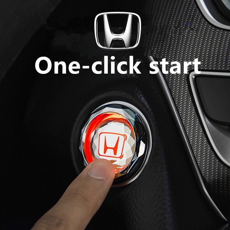 Honda Car one click ปุ่มสตาร์ท, ฝาครอบป้องกันสวิตช์จุดระเบิด, ปุ่มอุปกรณ์สตาร์ทคริสตัลโปร่งใส City Civci Fit Jazz HRV BRV CRV Brio Accord Lead mobilio