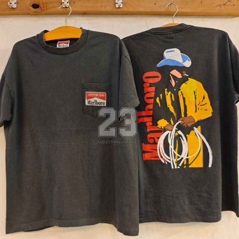 [ 23 ] Marlboro CowBoy Bio washed tag Marlboro เสื้อวินเทจ เสื้อโปรโมท  vintage shirt