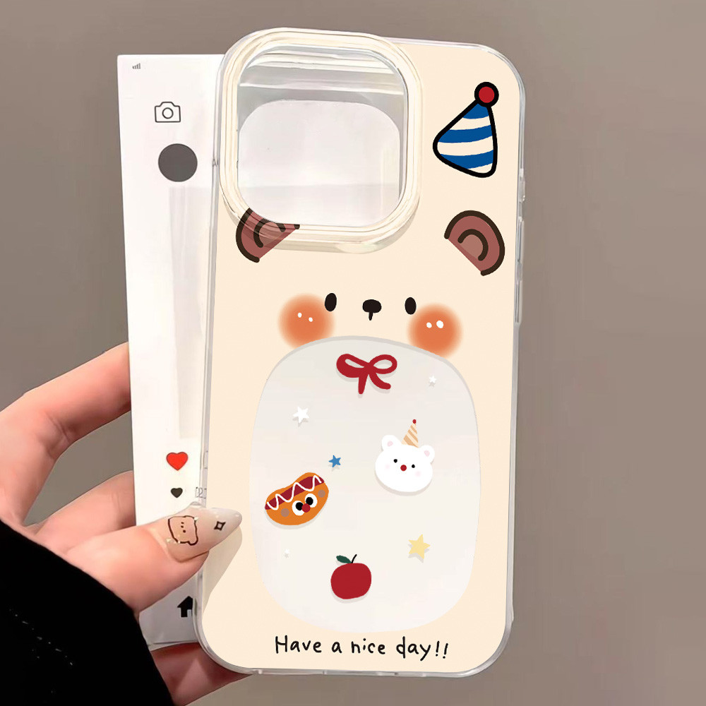 เคสโทรศัพท์ For iPhone 11 13 16 Pro Max Case iPhone 13 14 15 Pro Max 12 Pro Max 13 Pro IMD สีขาว การ์ตูน สัตว์ น่ารัก