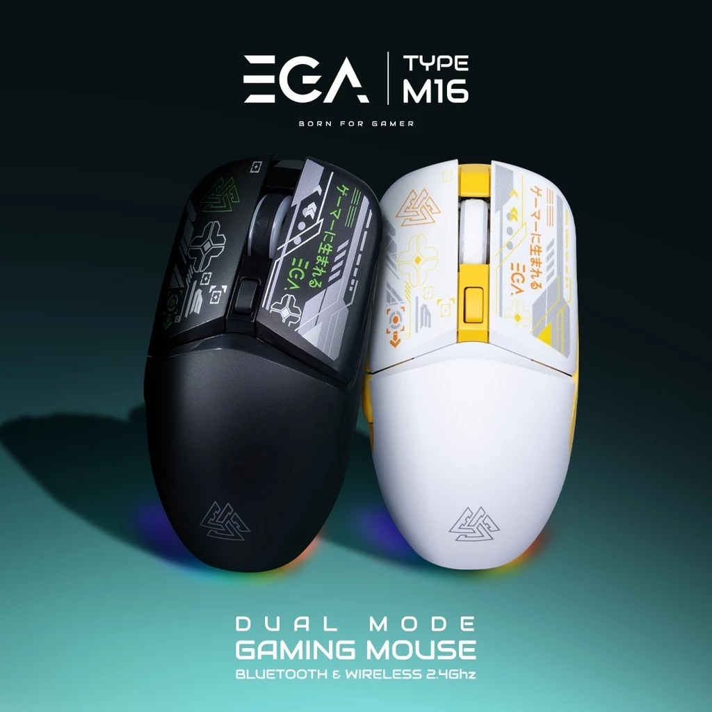 EGA TYPE M16 Gameing Mouse เชื่อมต่อ Bluetooth/2.4Ghz เสียงคลิกเงียบ สำหรับทำงาน [รับประกัน 1ปี]