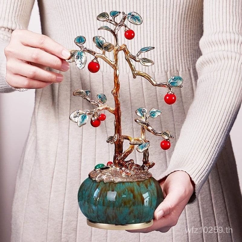 เคลือบ Cornucopia สํานักงานเงินต้นไม้ของขวัญห้องนั่งเล่นพิธีขึ้นบ้านใหม่ Fortune Tree ตกแต่งเครื่องป