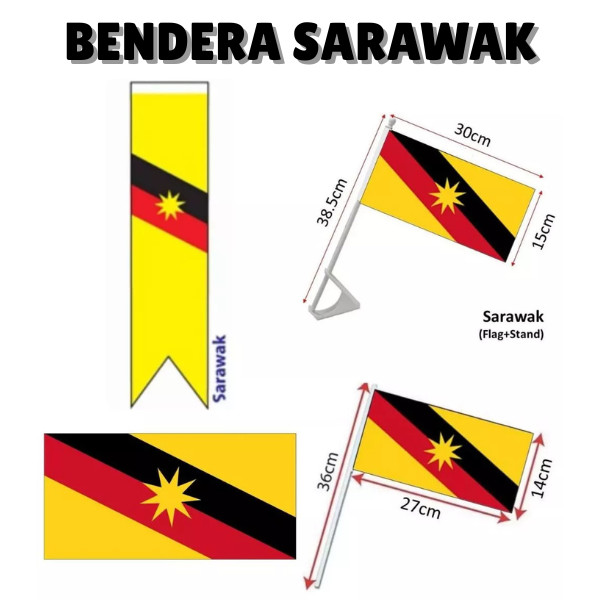 ShopWithJoyBendera Sarawak Hand Flag / Spring Flag / Car Flag / Bunting Bunch Flag Sarawak / 2x4ft 3
