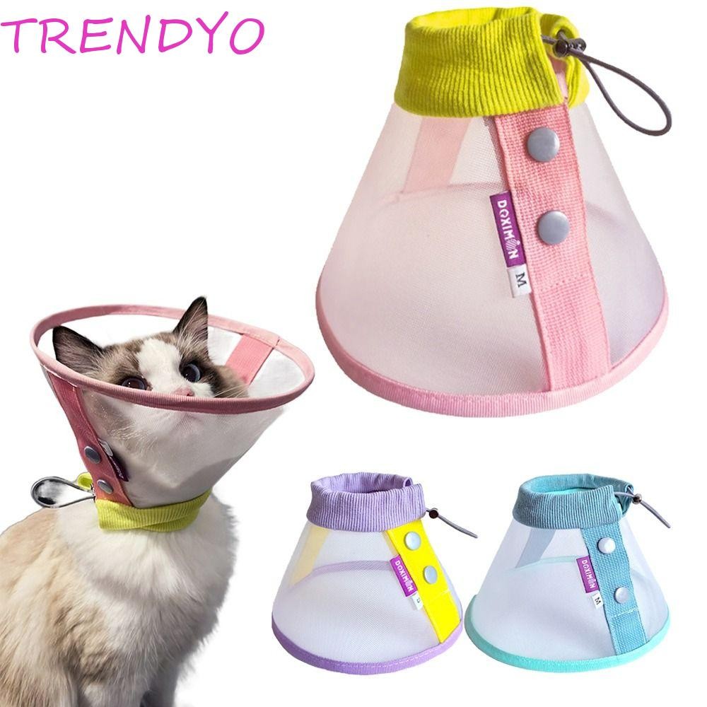 TRENDYO Cat Elizabeth Collar, Anti-Bite Soft Pet Neck Cone, ทนทาน Breathable ปรับหยุดเลียคอแมวป้องกันวงกลมฆ่าเชื้อ Care