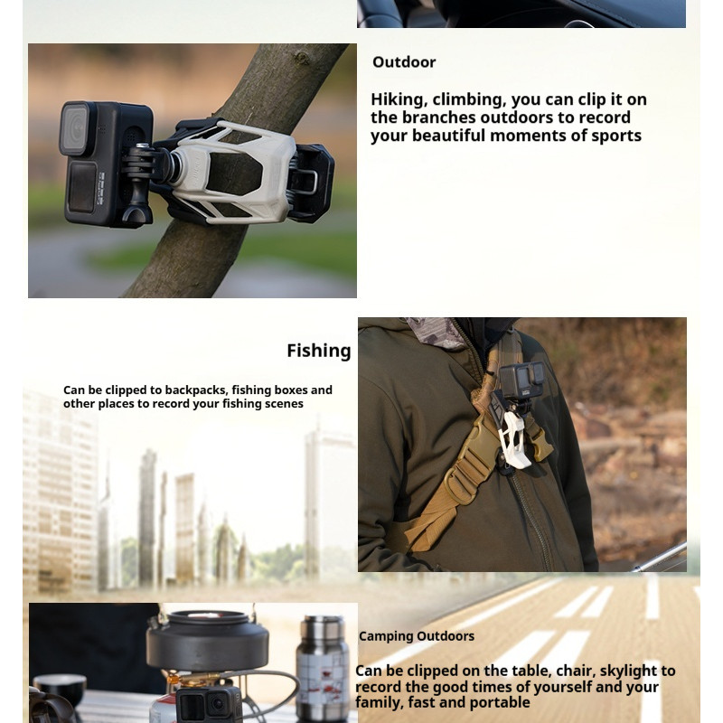 S-WOLF GOPRO DJI lnsta360 ที่วางกล้องกีฬา ที่วางหมวกกันน็อคมอเตอร์ไซค์ คลิปกระเป๋าเป้สะพายหลัง กลางแจ้ง quick release - รูปที่ 6