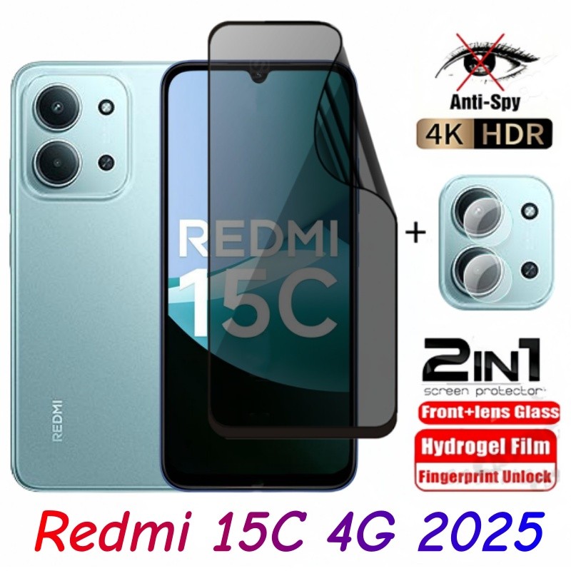 สําหรับRedmi 15C 4G 2025 Softความเป็นส่วนตัวHydrogelฟิล์มAnti-Spyคลุมทั้งหมดป้องกันหน้าจอAnti Peekความเป็นส่วนตัวฟิล์มสําหรับXiaomi Redmi 15 C Redmi15C 4G 5Gกล้องด้านหลังป้องกันฟิล์ม
