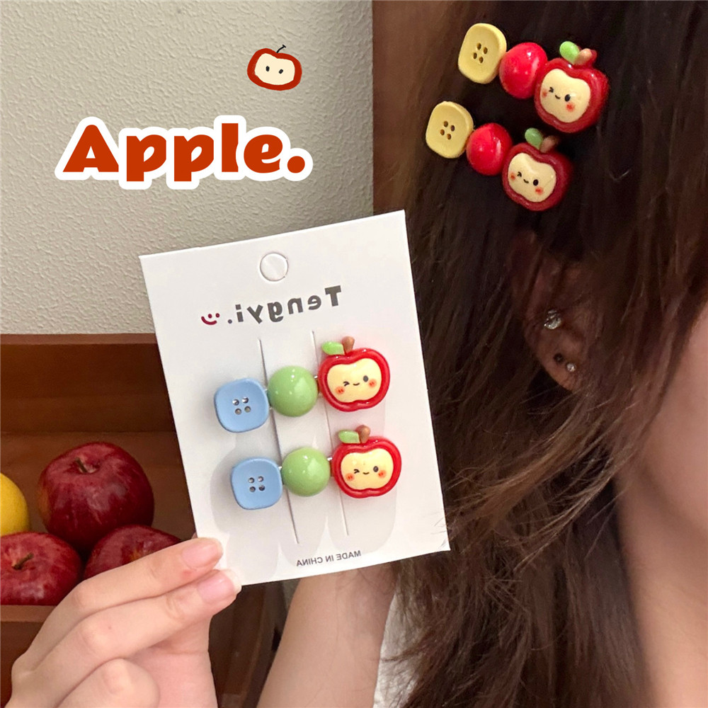 กิ๊บติดผมแบบการ์ตูนแอปเปิ้ล สำหรับเด็กผู้หญิง สไตล์เกาหลีน่ารัก