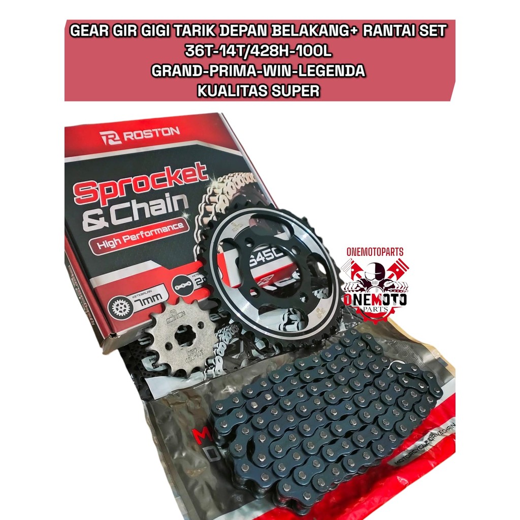 ด้านหน้าด้านหลัง PUL GEAR PLUS CHAIN ชุด 36T-14T/428H-100L GRAND PRIMA WIN LEGEND SUPER QUALITY